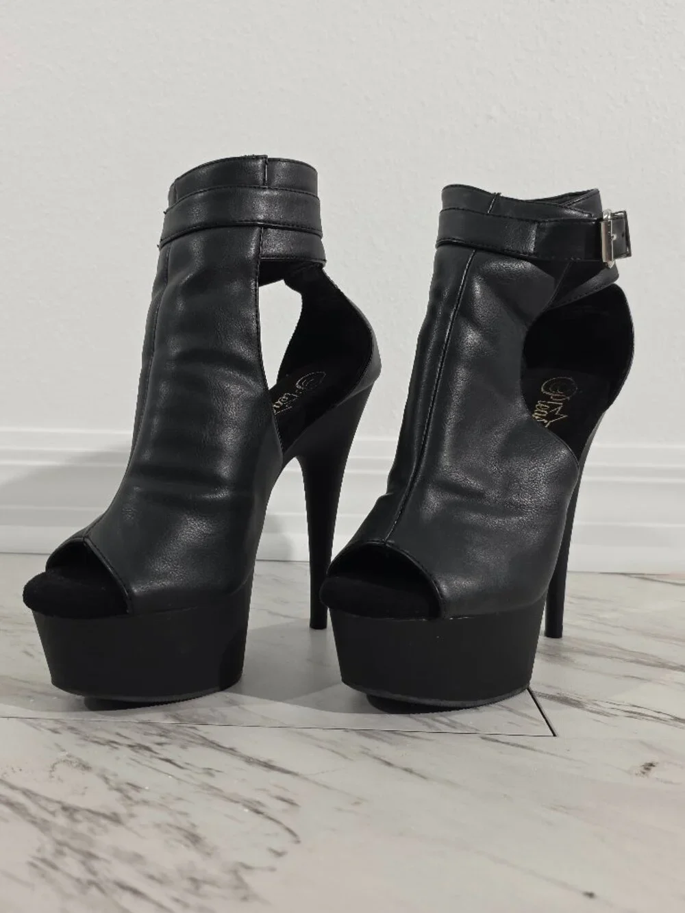Pleaser Womens Ankle Boots DELIGHT-600-10 Blk Faux Leather/Blk Matte